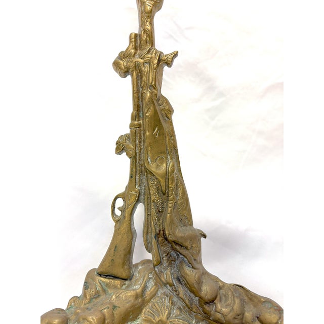Mid 20th Century Vintage French Brass "Hunting" Motif Fireplace Tool Set- 5 Pieces For Sale - Image 5 of 12
