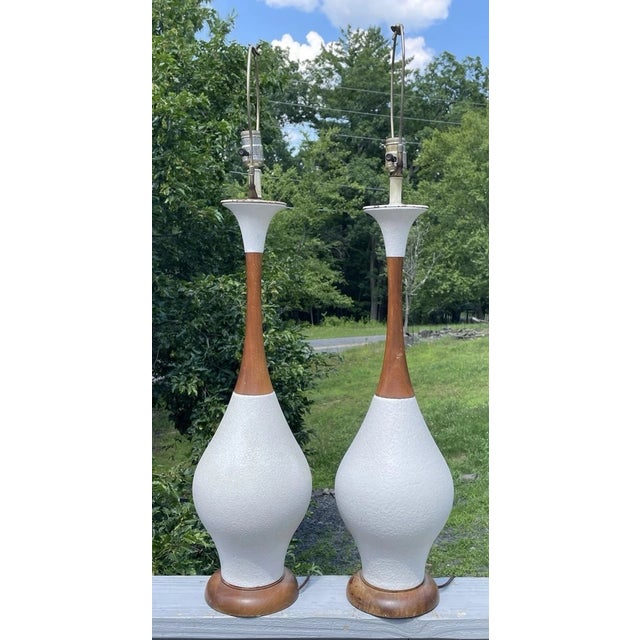 Welcome to Celestial Nonesuch For Sale Today: Pair of ICONIC Mid-Century Retro Modern Quartite Creative Corp. Table Lamps....