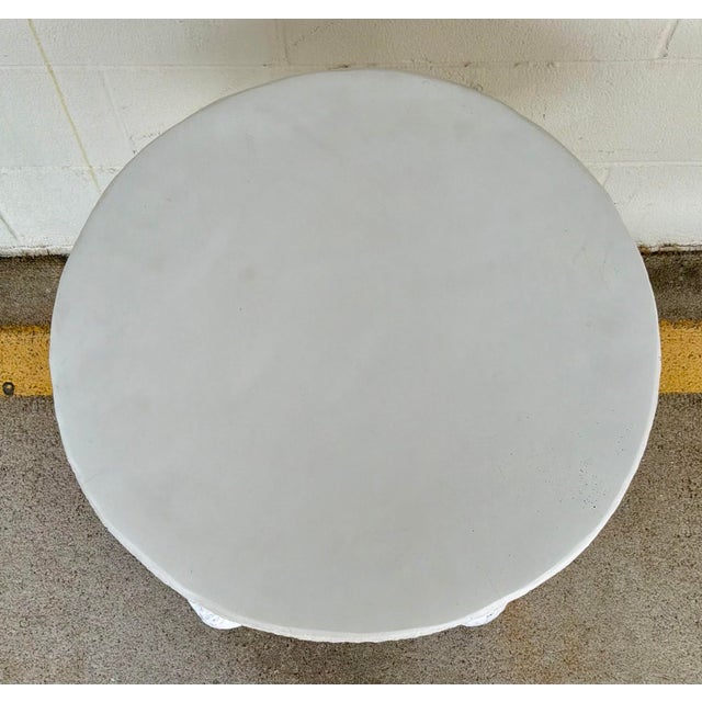 Timeless Noir Company Brutalist Style White Laramy Side Table, fiber cement, showroom floor sample