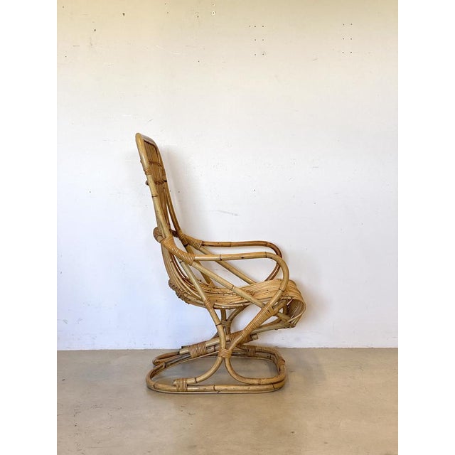 Light Yellow Set of Wicker & Bamboo Armchairs, 1970s For Sale - Image 8 of 14