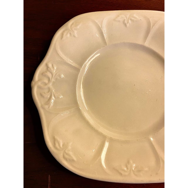 English Antique White Ironstone Embossed Serving Plate For Sale - Image 3 of 7