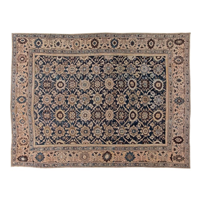 Antique Persian Sultanabad Botanic Hand Knotted Wool Rug For Sale