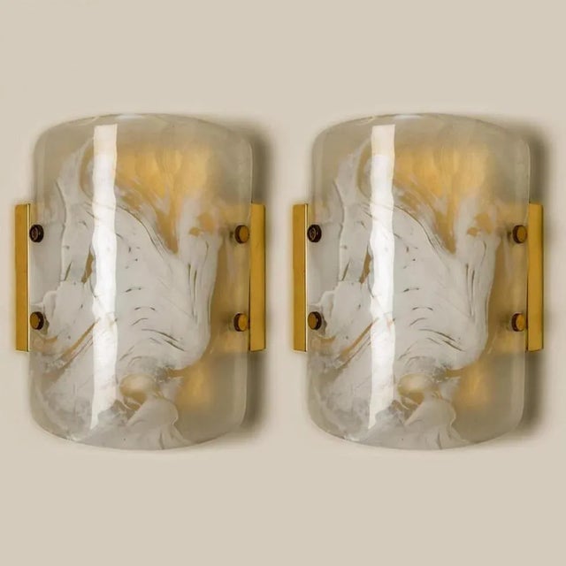 Glass and Brass Wall Sconces from Kalmar, 1960s, Set of 2 For Sale - Image 9 of 10