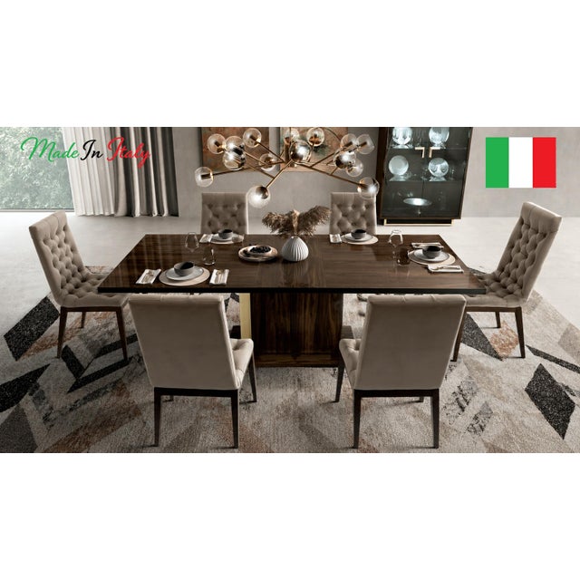 Italian Italian Montevino 7-Piece Extendable Dining Set With 6 Upholstered Chairs For Sale - Image 3 of 4