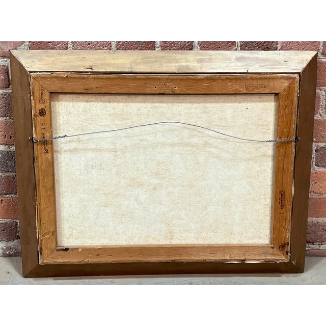 Blue Vintage Mid Century Modern Oil on Canvas Abstract Sailboats Framed Painting For Sale - Image 8 of 8