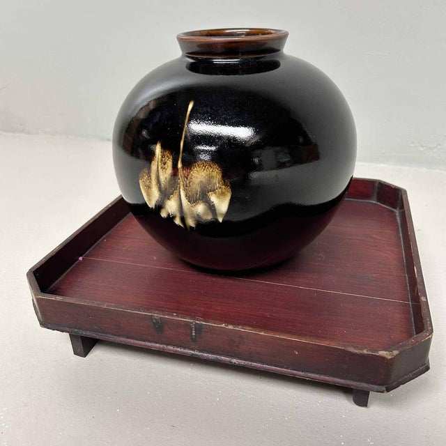 Tenmoku Tenmoku Ikebana Flower Vase, 1950s For Sale - Image 4 of 13