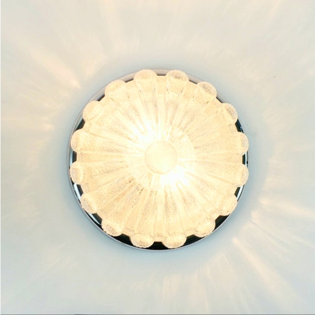 1970s Large Mid-Century Flower-Shaped Glass Flush Mount from Limburg, Germany, 1970s For Sale - Image 5 of 9