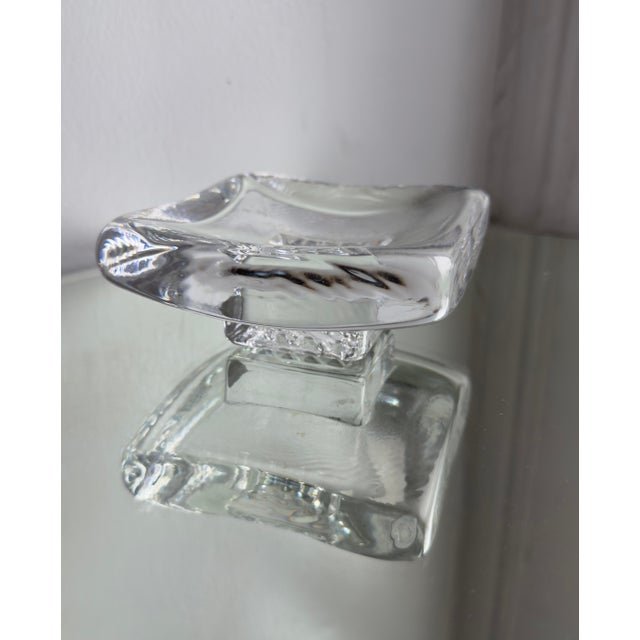 Contemporary Late 20th Century Kosta Boda Clear Art Glass Square Dish by Bertil Vallien For Sale - Image 3 of 13