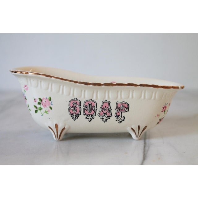 Vintage Floral Ceramic Bathtub Soap Dish For Sale In Milwaukee - Image 6 of 12