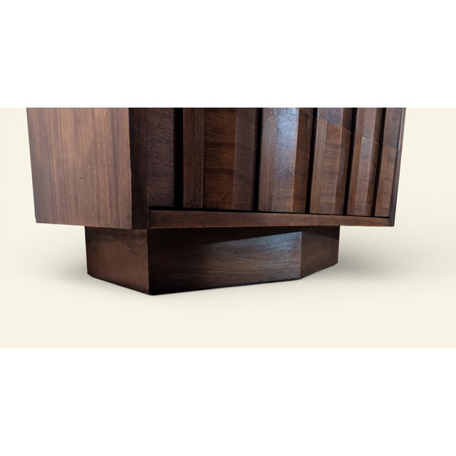 Lane Brutalist Highboy Dresser / Tall Chest — Walnut — C. 1973 For Sale - Image 12 of 17
