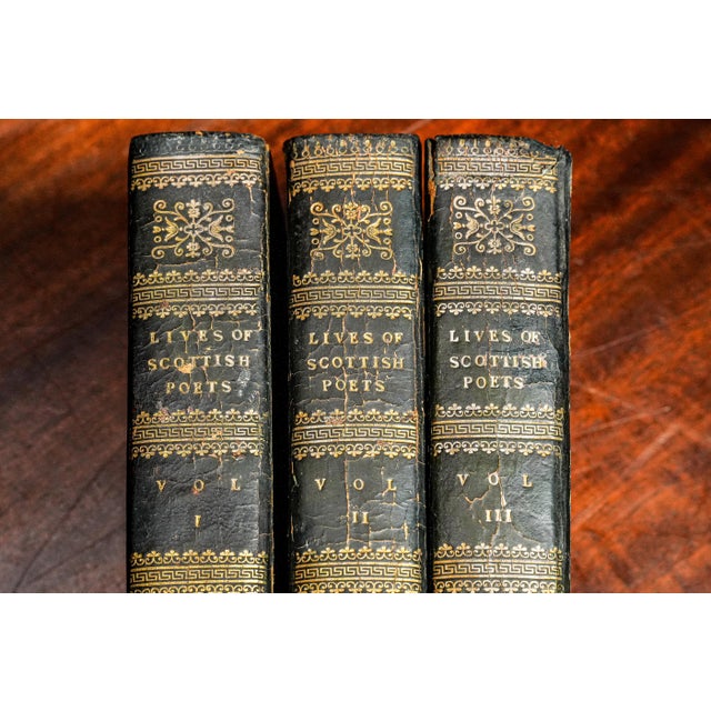 Rare Complete 3 Volume Antique Miniature Leather Book Set Lives of Scottish Poets Scotland Library Office Home Decor For Sale In New York - Image 6 of 14