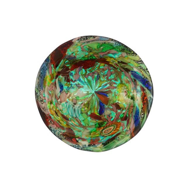 Mid 20th Century Green Glass Bowl Tutti Frutti Decorative Bowl For Sale - Image 4 of 6