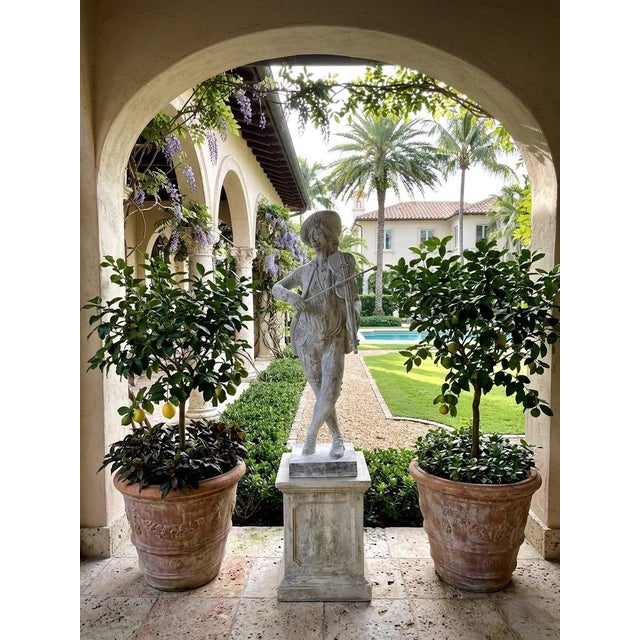 Vintage European-Style Lead Garden Statue of a Standing Violinist For Sale - Image 10 of 12