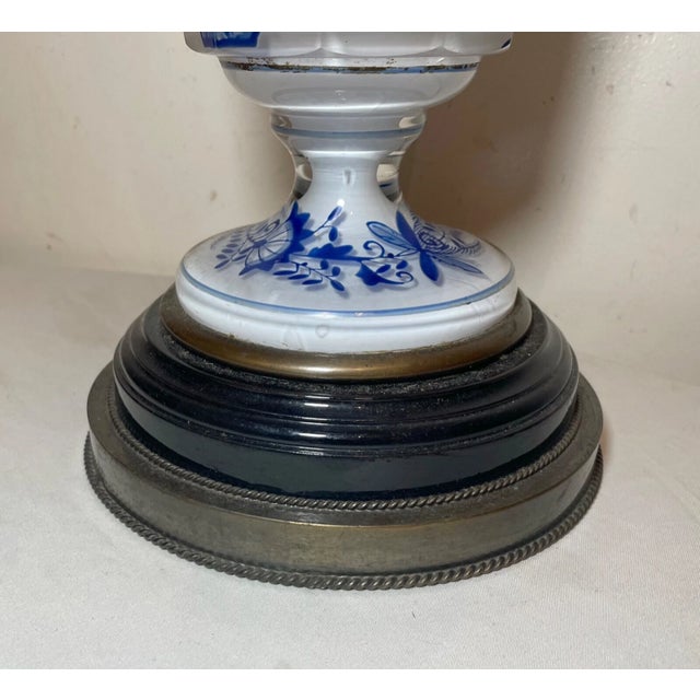 Metal Antique 1800's Ornate Victorian Brass White Glass Electrified Oil Parlor Lamp For Sale - Image 7 of 12