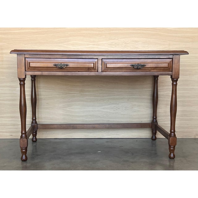 Early 20th Spanish Mobila Country Farm Desk with Two Drawers For Sale In Miami - Image 6 of 18