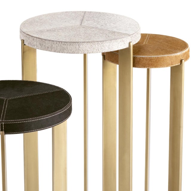 2020s Regina Andrew Andres Hair on Hide Mixer Table Set, Brass For Sale - Image 5 of 8