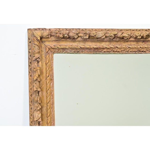 Brown French 18th Century Hand-Carved Frame with New Mirror Plate For Sale - Image 8 of 14