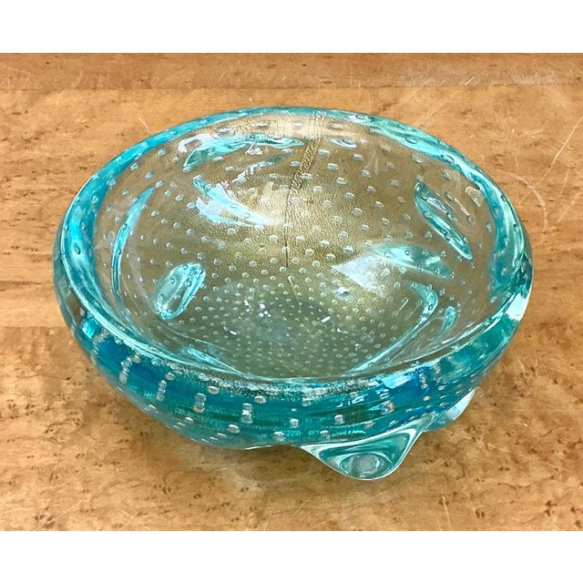 Sky Blue Italian Mid-Century Modern Murano Blue Glass Bowl For Sale - Image 8 of 18