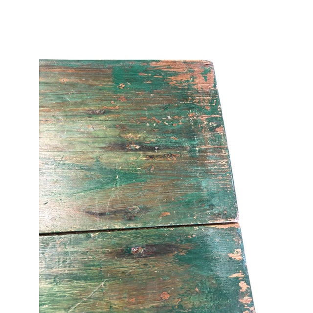 Green 19th Century Primitive Green Painted Farm Table For Sale - Image 8 of 12