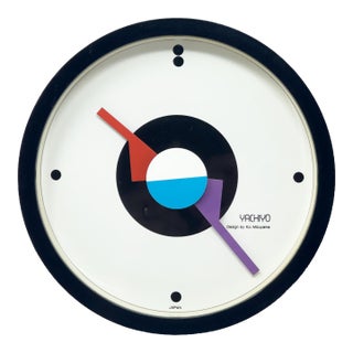 1980s Postmodern Black & White Wall Clock by Ko Mizuyama for Yachiyo For Sale