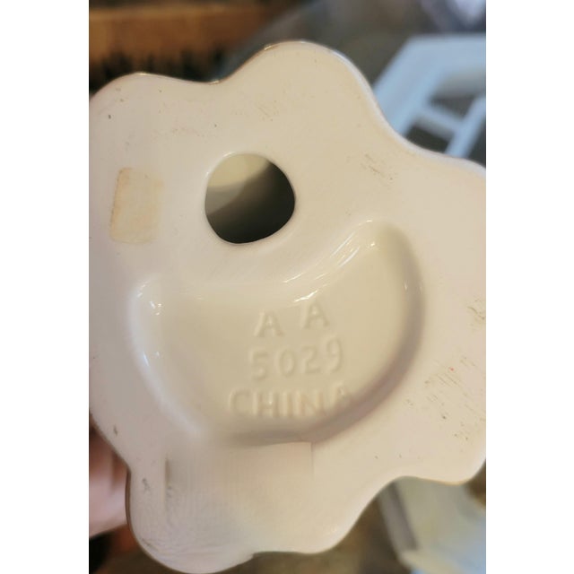 Vintage Ceramic Tropical Palm Tree Taper Candle Holders- A Pair For Sale In West Palm - Image 6 of 6