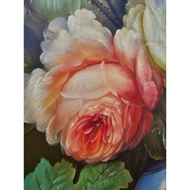 Realism Large Ron Benson Signed Still Life Oil Painting - Floral & Fruit - Ornate Gilt Frame 40×40 For Sale - Image 3 of 9