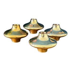 Hein Studio Solid Brass Candle Holders Set of 4, Scandinavian Modern Candlesticks