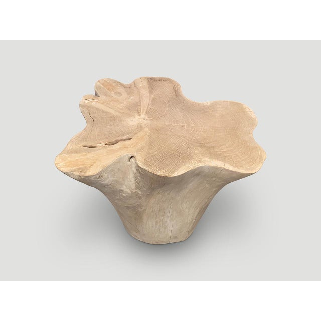 Andrianna Shamaris St. Barts Bleached Teak Side Table or Pedestal For Sale - Image 4 of 18
