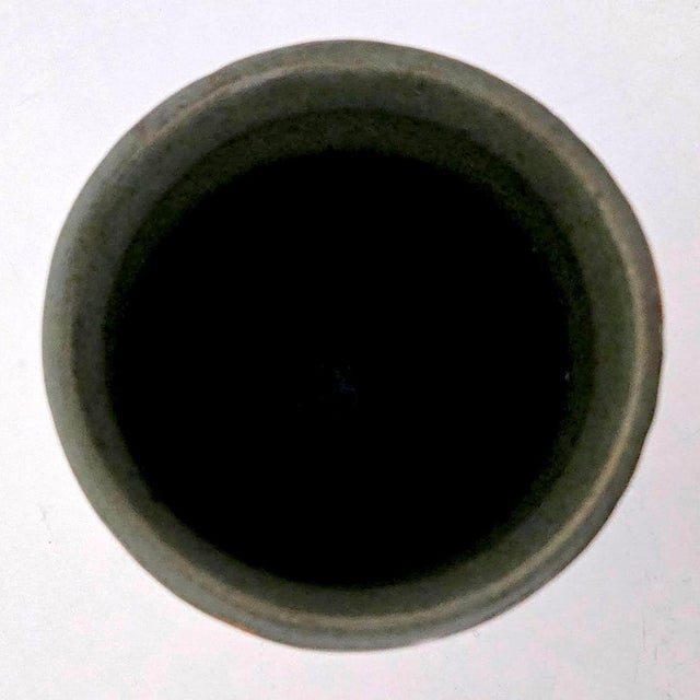 Olive 1980s Studio Pottery Drip-Glazed Stoneware Vase For Sale - Image 8 of 11