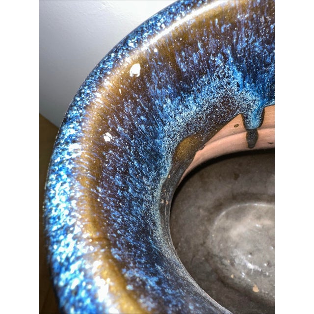 Pair Chinoiserie Blue Black Glazed Vases Sculptural Decor For Sale - Image 4 of 12