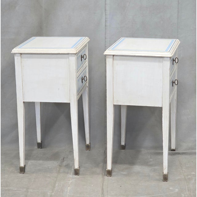 Vintage Mahogany Nightstands With Handpainted Greek Key Motif - A Pair For Sale - Image 14 of 15