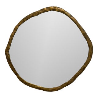 Cb2 Abel Brass Round Wall Mirror For Sale