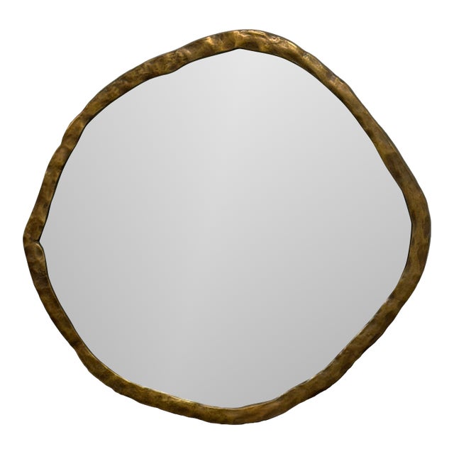 Cb2 Abel Brass Round Wall Mirror For Sale