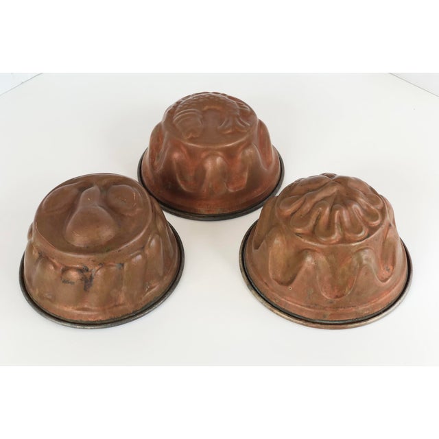 Copper Vintage Copper and Tin Bakers Cake Jelly Molds - Set of 3 For Sale - Image 8 of 9