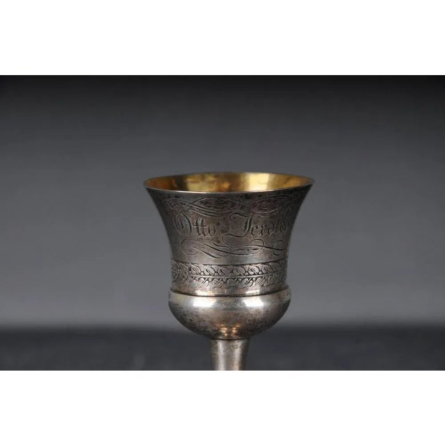 Antique Silver Chalice Cup Miniature with engraving Inside Gold plated Germany - Probably from Munich Weight: 37 grams The...