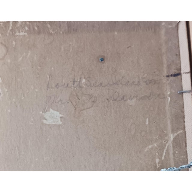 South Seas Island Maid C. 1930s Exotic Oil on Board Signed by Mrs. J B Davison For Sale - Image 6 of 6