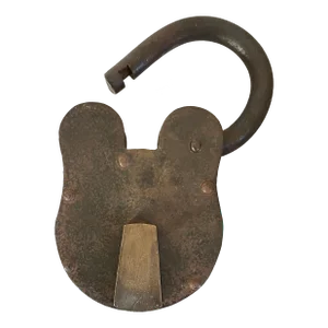 Very Large Antique 19th Century Folk Art Iron and Brass Padlock