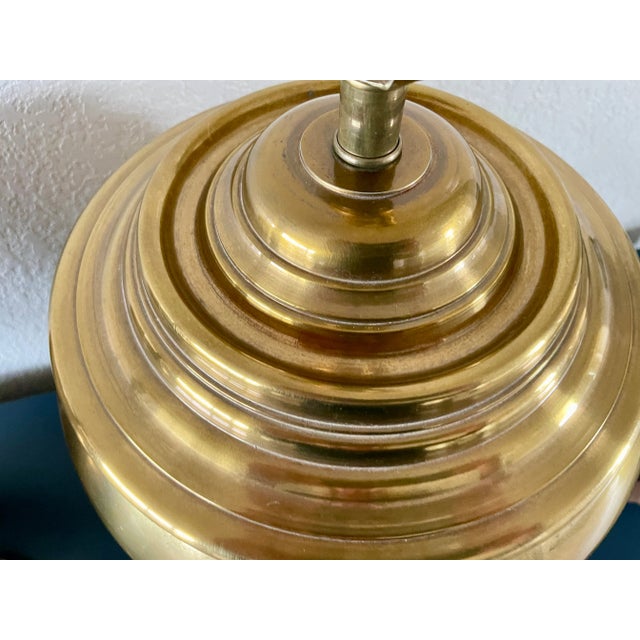 1970's Chapman Brass Table Lamps Scalloped Base- A Pair For Sale - Image 9 of 11