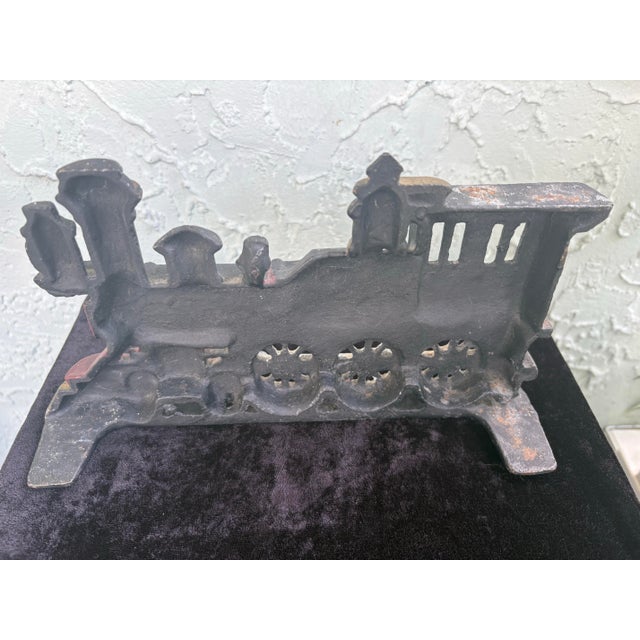 Vintage Cast Iron Steam Locomotive Doorstop With Original Polychrome Paint For Sale In Orlando - Image 6 of 10