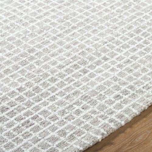 Hand Tufted Textured Grid Gray & White Wool Rug - 5'0 X 7'6 | Chairish