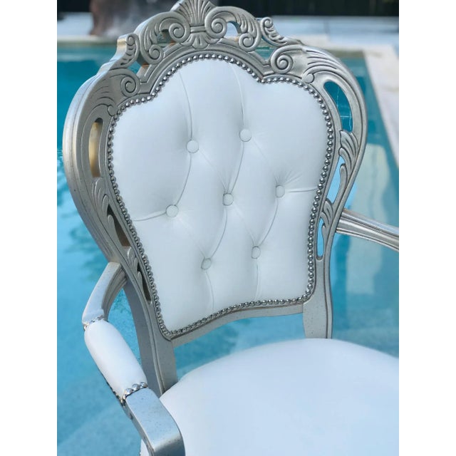 Rococo White Leather Baroque Rococo Style Dining Arm Chairs - Set of 6 For Sale - Image 3 of 12