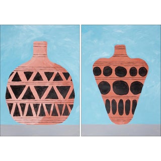 2024, Still Life Painting Diptych of Archaic Greek Pots, For Sale