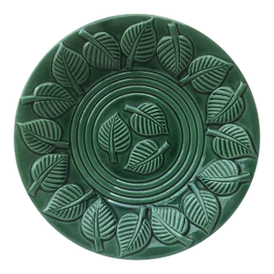 1950s Large Green Majolica Platter With Leaves Saint Clement