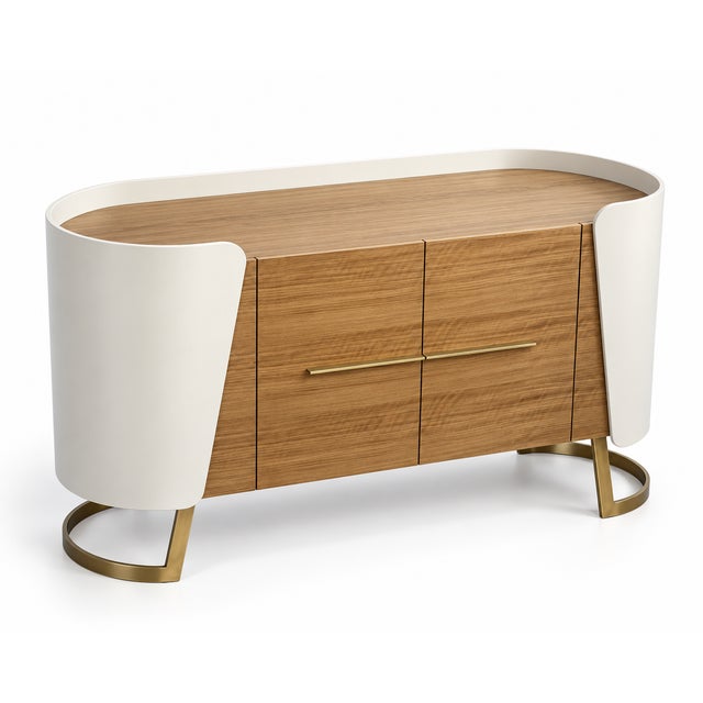 A refined custom-made sideboard designed and handcrafted by Parisian designer Jean-Rémy Couradette, defined by elegantly...