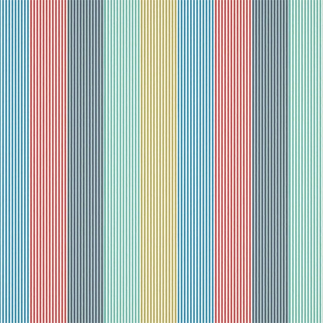 Harlequin Funfair Stripe Fabric in Ink/Aqua/Kiwi/Marine/Poppy - a Sample For Sale