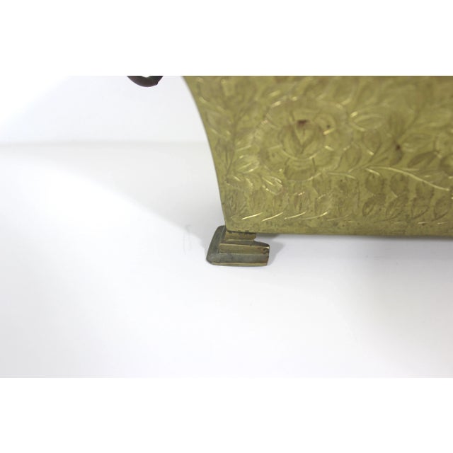 Vintage Etched Brass Footed Indoor Planter Jardinière With Handles For Sale - Image 6 of 11