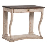 19th Century Swedish Gustavian Gray and Black Painted Console Table With Drawer For Sale