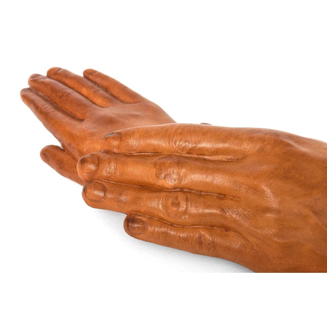 1980s 1987 Leather Mother and Child Hands Sculpture by Marcia Lloyd For Sale - Image 5 of 10