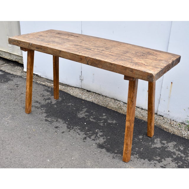 Vintage Oak Pig Bench Butcher's Block Table. For Sale - Image 4 of 11