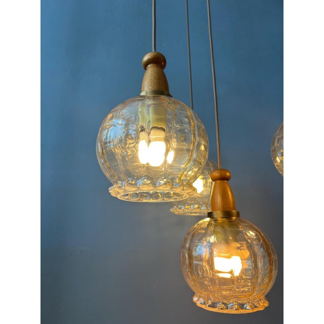 Vintge Glass Cascade Pendant Lamp from Hustadt Leuchten For Sale - Image 5 of 11
